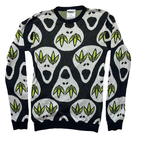 Adidas Jeremy Scott Skull Skeleton Sweater Size XS Long Sleeve Crewneck Pullover - Picture 1 of 5
